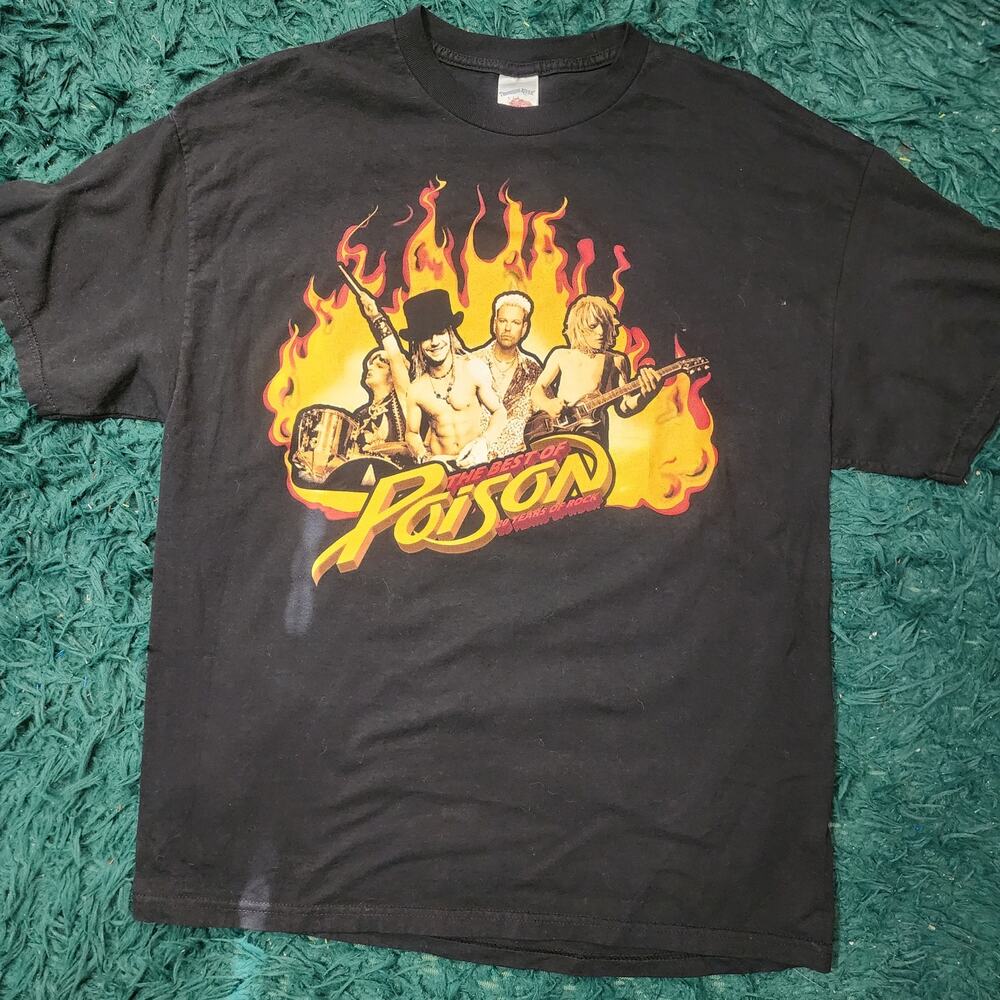 Poison Band Tee Best Of 20 Years Tour Rock Graphic Shirt XL Y2K